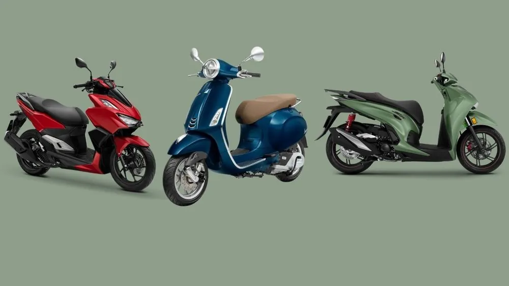 Xe tay ga đỏ, Vespa xanh và xe tay ga xanh lá được nhận cầm tại Hà Nội